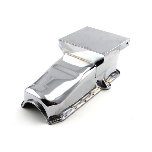 Chevy sbc 350 7qt drag rear sump passanger side 2pcs rms chrome oil pan