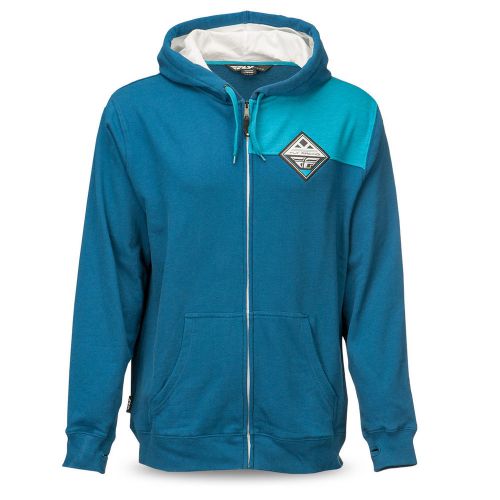 Fly racing patch mens zip up hoody blue