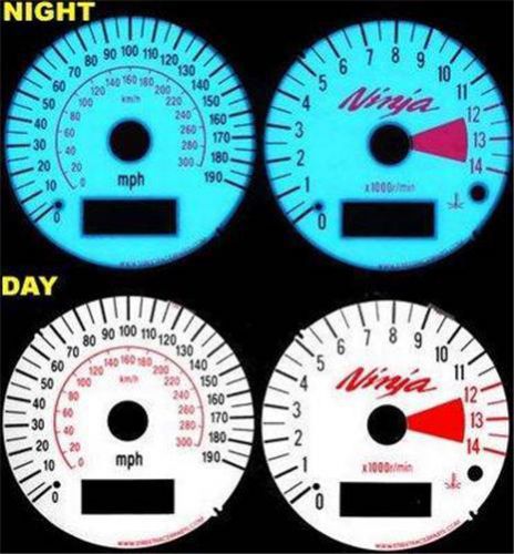 Kawasaki zx-9 r ninja 2000-2003 white face plasma glow gauges dials mph kmh