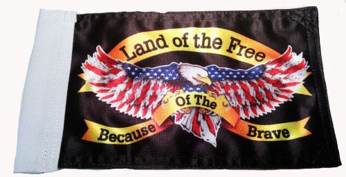 Small biker flag land of the free because of the brave motorcycle flag  6" x 9"