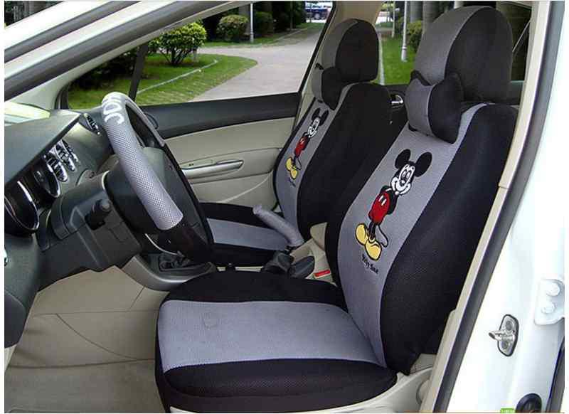 Fashionable chinese manual embroidery cartoon grey mickey pattern car seat cover