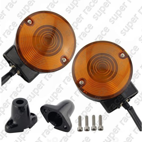 Front flat turn black amber signal light f harley road tour glide king softail
