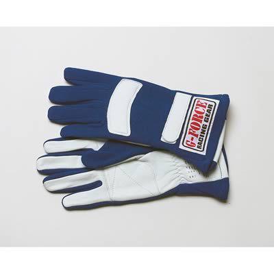 G-force racing 4100xlgbu gloves g1 single layer nomex/leather x-large blue pair