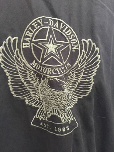 )( lost weight sale )( - harley-davidson black embroidered men&#039;s shirt - xl