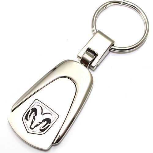 Genuine dodge ram logo metal chrome tear drop key chain ring fob
