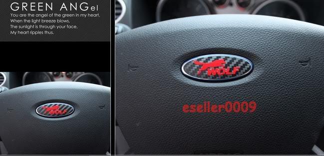 Steering wheel wolf 3d carbon sticker decal for ford focus c-max s-max
