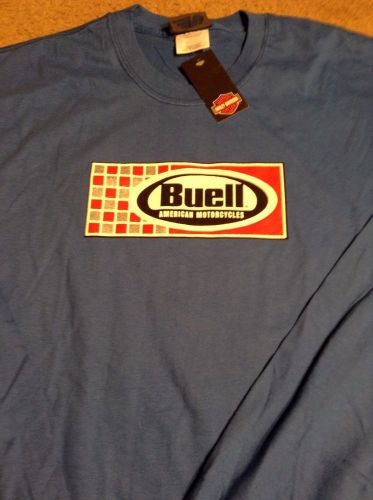 Official buell l/s t-shirt men&#039;s xl blue nwt