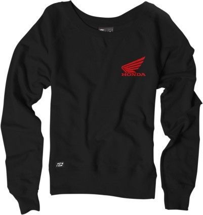 100% logo womens pullover sweatshirt honda red/black