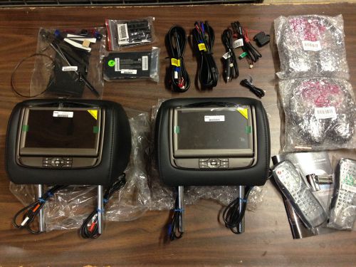 New -- invision sl702-090171 dual headrest dvd monitor with headphones &amp; remotes