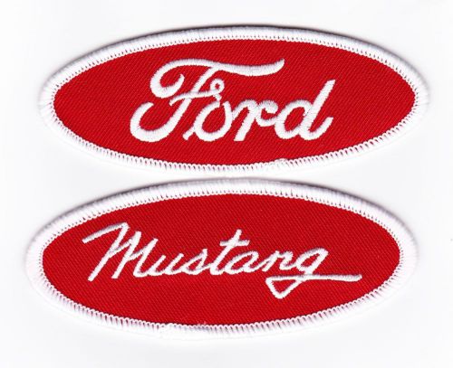 Red white ford mustang sew/iron on patch embroidered car cobra mach 1 5.0 v8
