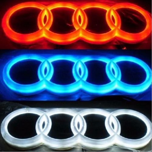 4d led logo light badge for audi 18*5.8cm 7.1*2.3inch white blue or red color