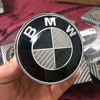 10pcs car emblem chrome front badge logo 74mm 2 pins bmw hood/trunk black/silver
