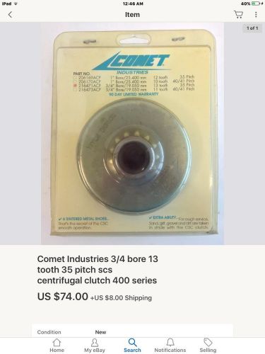 Nos comet ind. 350 series centrifugal clutch mini bike #40 chain 12 tooth 3/4"