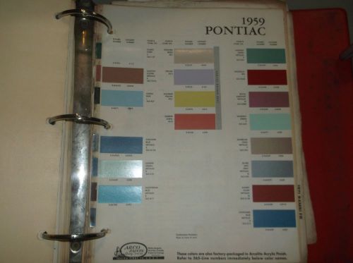 1959 pontiac color chip sheet brochure