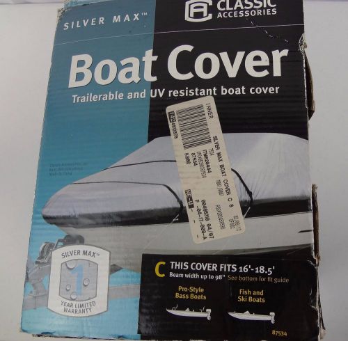 Silver max boat cover trailerable uv resistant 16-18&#039; boat #87534 light blue