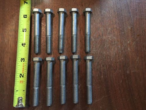 Lot of 10 stainless steel bolts 3/8" - 16  x 2-3/4" long marine grade