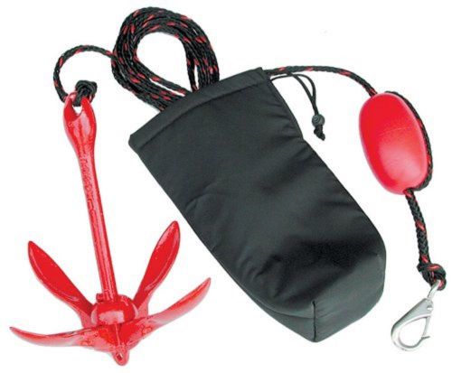 Folding anchor system 4 fluke pwc boat water ski canoe kayak docking w/25ft rope