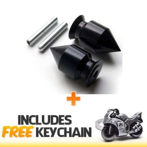 Black spike swingarm spools for kawasaki yamaha zx6r fzr 600+sportbike keychain