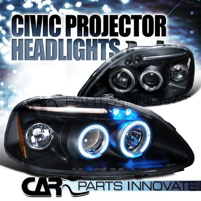 Honda 96-98 civic 2/3/4dr led halo projector headlights lamp black