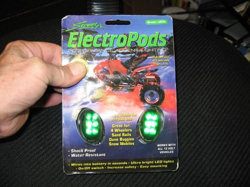Pair of electropod led accent lights green motorcycle atv truck any 12 volt