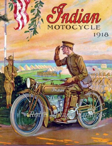 Indian motorcycle vintage advertising antique ad poster 1918  8 x 10 world war 1