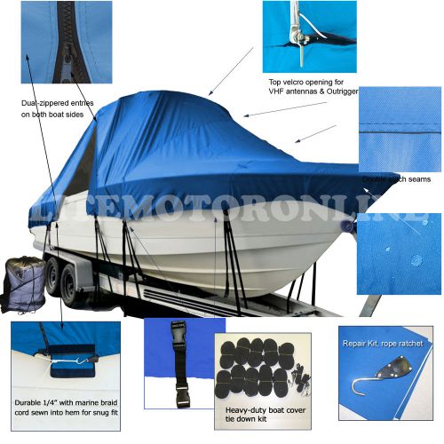 Donzi 35 zfx cuddy fishing t-top hard-top boat cover blue