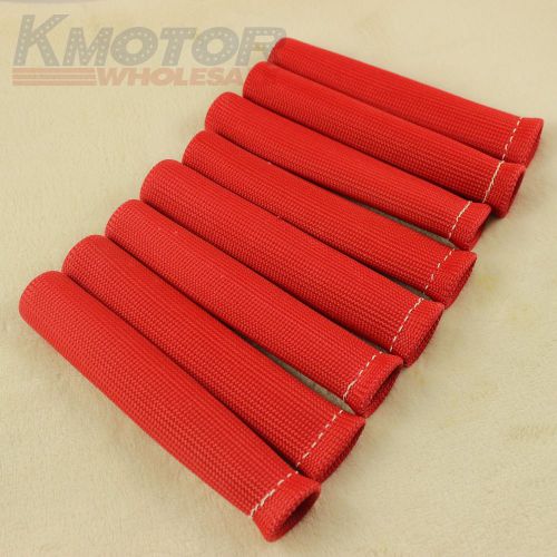 8pcs red 1200° spark plug wire boots heat shield protector sleeve sbc bbc 350