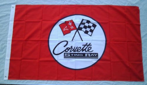 Corvette sting ray flag 3' x 5' banner indoor / outdoor man cave racing flag