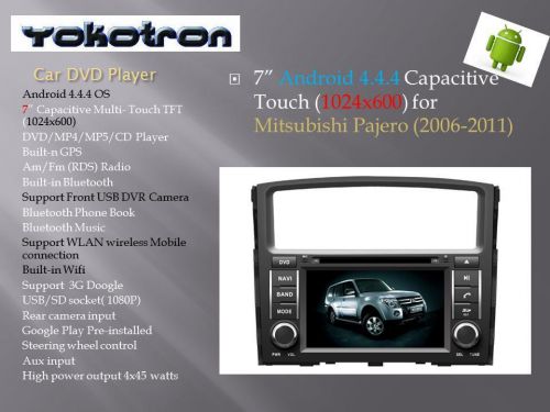 &#034;yokotron&#034; &#034;7&#034; touch android 4 car radio dvd for mitsubishi pajero 2006-2010+gps