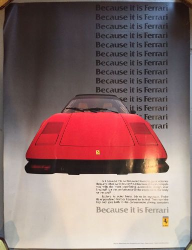 Rare vintage 70's because it is ferrari italy advertising poster man cave 32x24