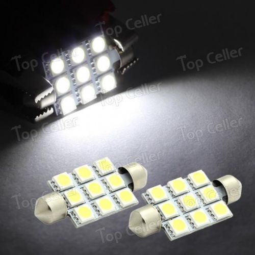 2pcs 9smd 5050 led white 42mm festoon rear dome light bulbs 211-2 6411