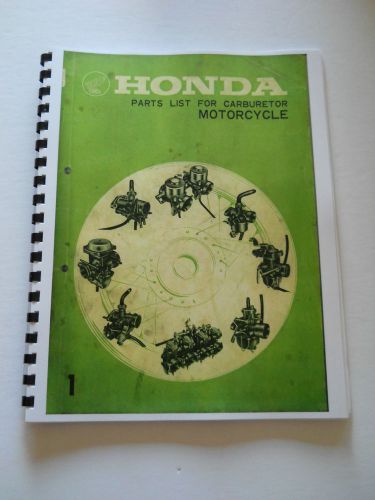 Honda carburetor parts list manual cb750 cb450 cb350 cb175 cb125  ct90 z50 cl sl