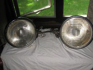 Vintage chrysler headlights c.m. hall lamp co. two depress beam large