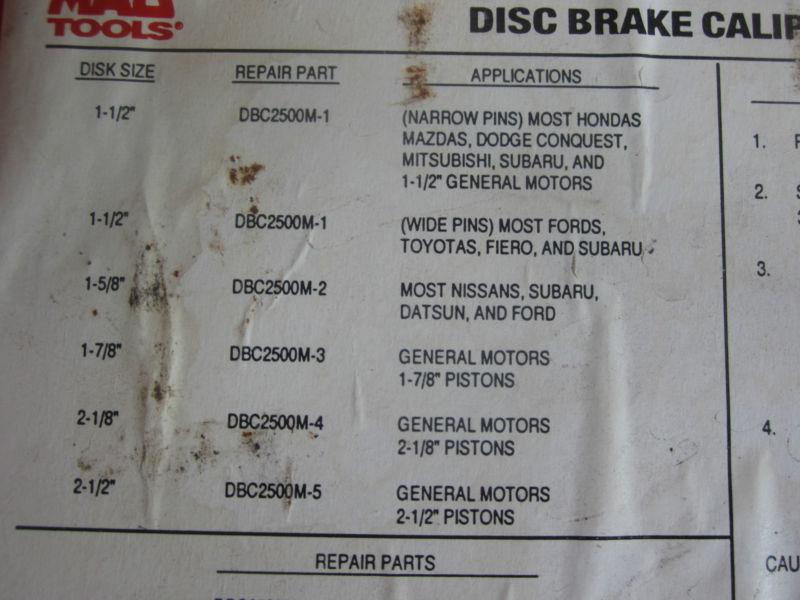 MAC TOOLS DISC BRAKE CALIPER TOOL SET - DBC2500M, US $29.99, image 3