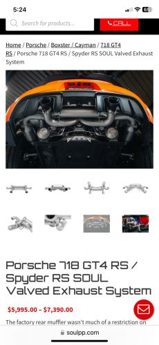Porsche 718 Cayman Gt4rs Soul Valved Exhaust System, US $4,000.00, image 14
