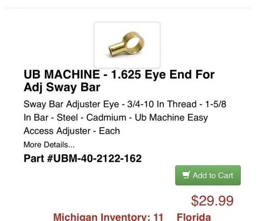 Ubm easy access sway bar adjuster replacemen eye end 1-5/8" bars ubm40-2122-162