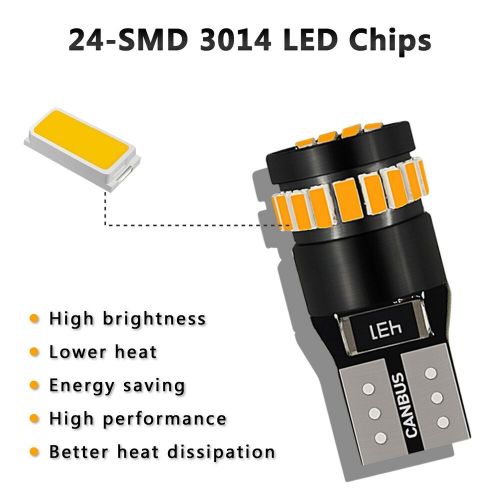 10X AUXITO Amber Yellow 168 194 921 License Side Marker Light Canbus LED Bulb, US $17.99, image 7