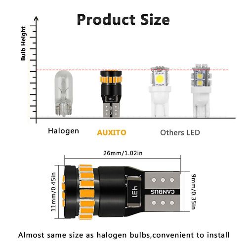 10X AUXITO Amber Yellow 168 194 921 License Side Marker Light Canbus LED Bulb, US $17.99, image 8