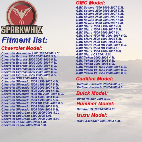 Set of 8 round ignition coil pack uf262 with spark plug and wire for chevy gmc