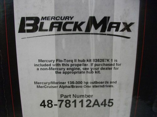 Mercury Propellers Black Max 48-78112A45 16" X 11 pitch 3 blade RH hub kit, US $216.99, image 2