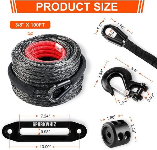 3/8"x100ft 26500LB Synthetic Winch Rope Winch Line Cable w/Winch Stopper Truck, US $98.99, image 3