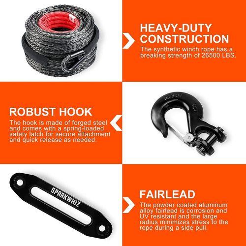 3/8"x100ft 26500LB Synthetic Winch Rope Winch Line Cable w/Winch Stopper Truck, US $98.99, image 4