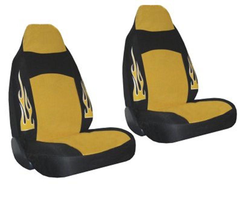 Velour Fabric Yellow Black Flame High Back Car Seat Covers 7pc Pkg #3, US $48.93, image 2