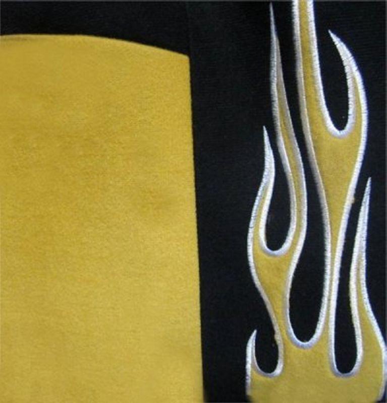 Velour Fabric Yellow Black Flame High Back Car Seat Covers 7pc Pkg #3, US $48.93, image 5
