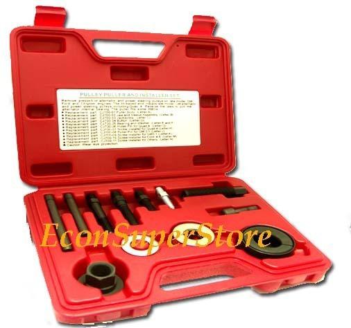 A/c power steering alternator pulley remover installer puller press kit w/case 