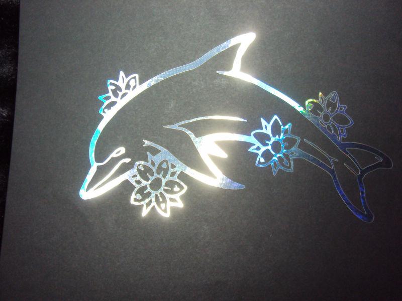 Purchase Holographic Flower Dolphin Vinyl Car Window Decal in