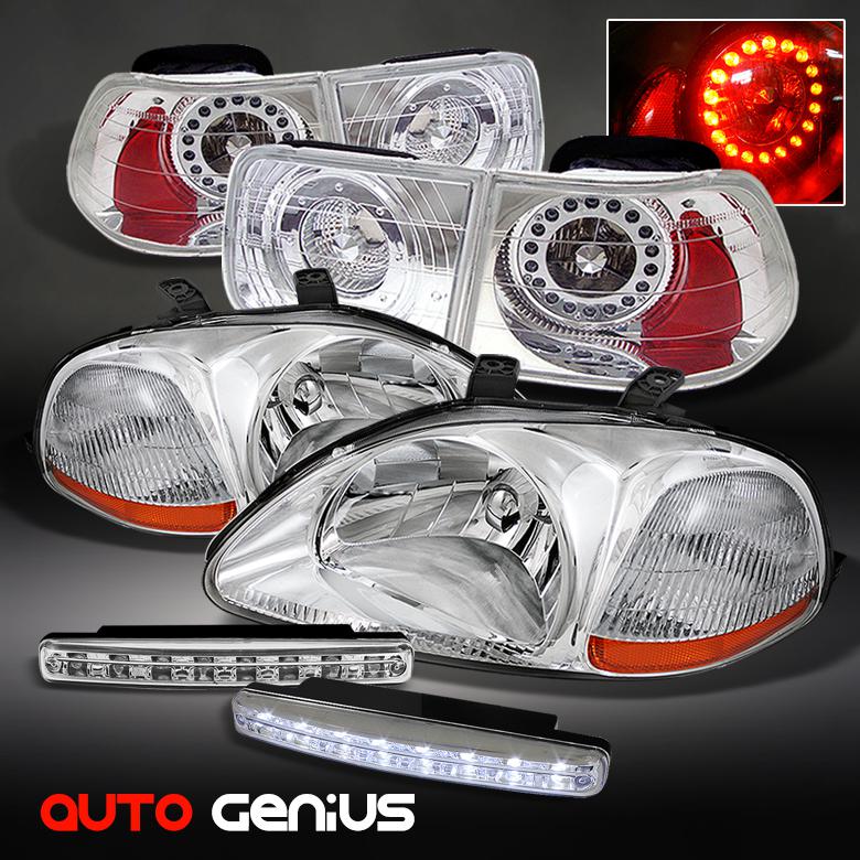 Purchase 9600 CIVIC 2DR CHROME HEADLIGHTS + TAIL LIGHTS + LED DAYTIME