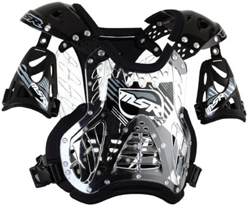 New msr impact youth motocross chest deflector, clear/black, med/md