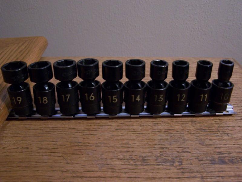 Matco 3/8" drive 10pc metric universal swivel impact socket set #sbupm106tb vgc