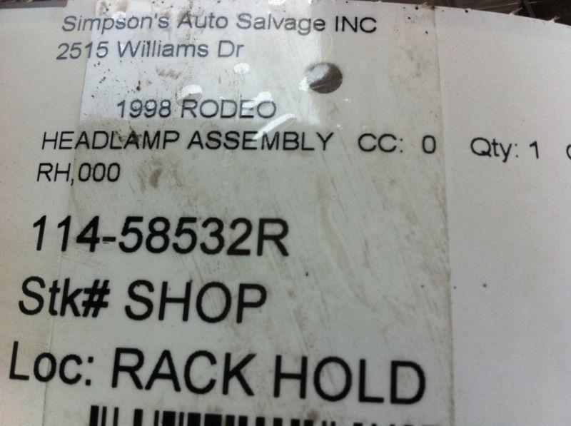 1998-1999 Isuzu Rodeo Passenger Side Headlight, US $20.00, image 3